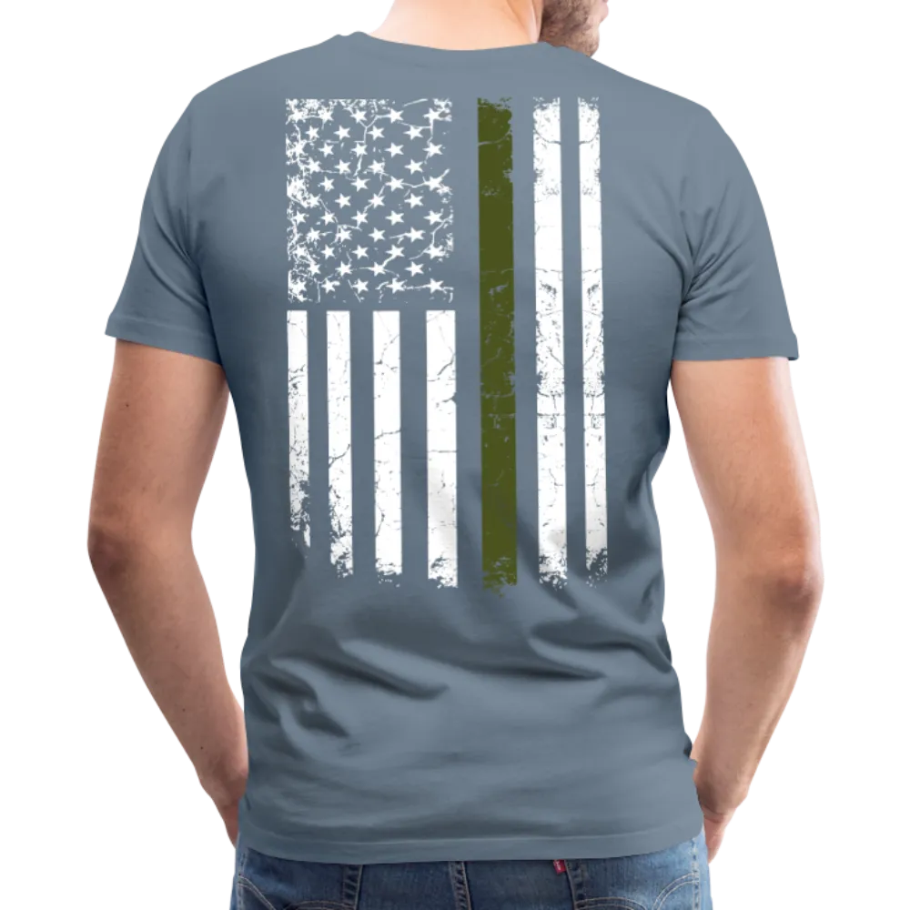 Daddy Hero Protector Hero Military Green Flag on Back Men's Premium T-Shirt