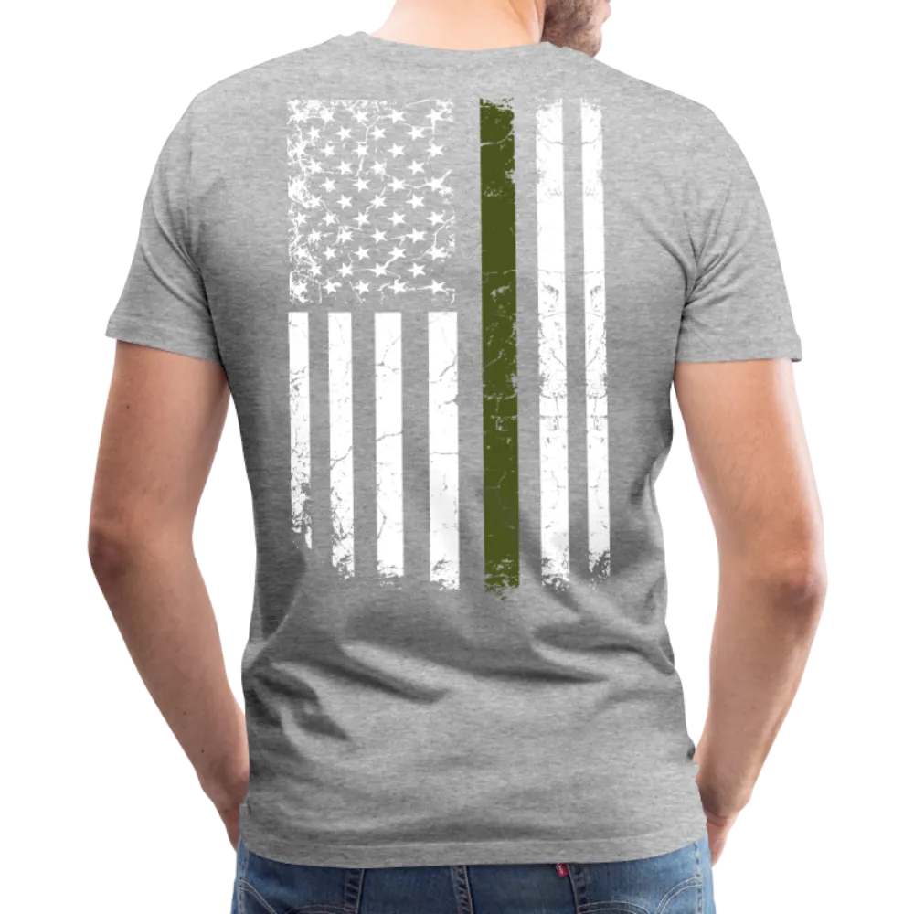 Daddy Hero Protector Hero Military Green Flag on Back Men's Premium T-Shirt