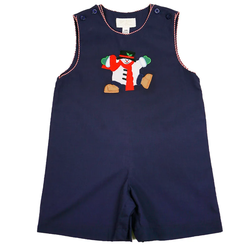 Dancing Snowman Navy Blue Romper