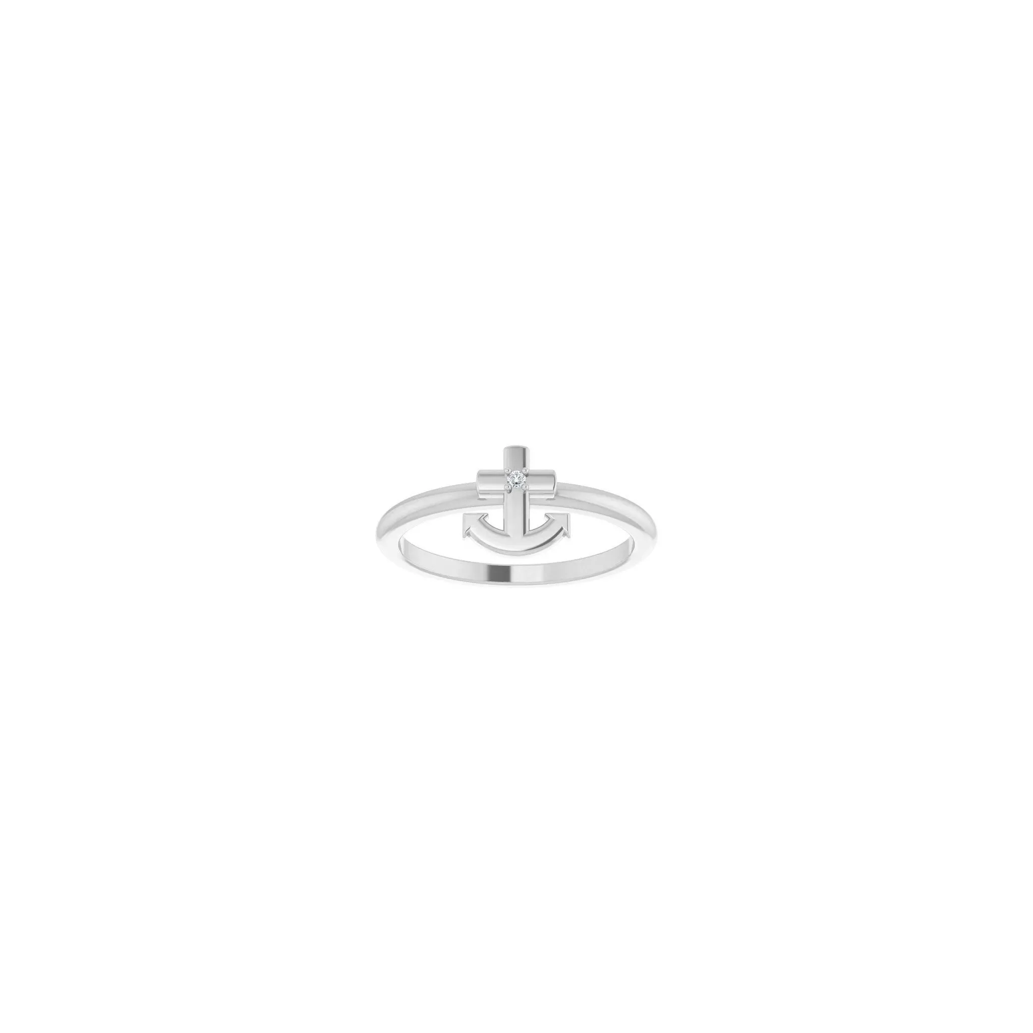 Diamond Anchor Cross Ring