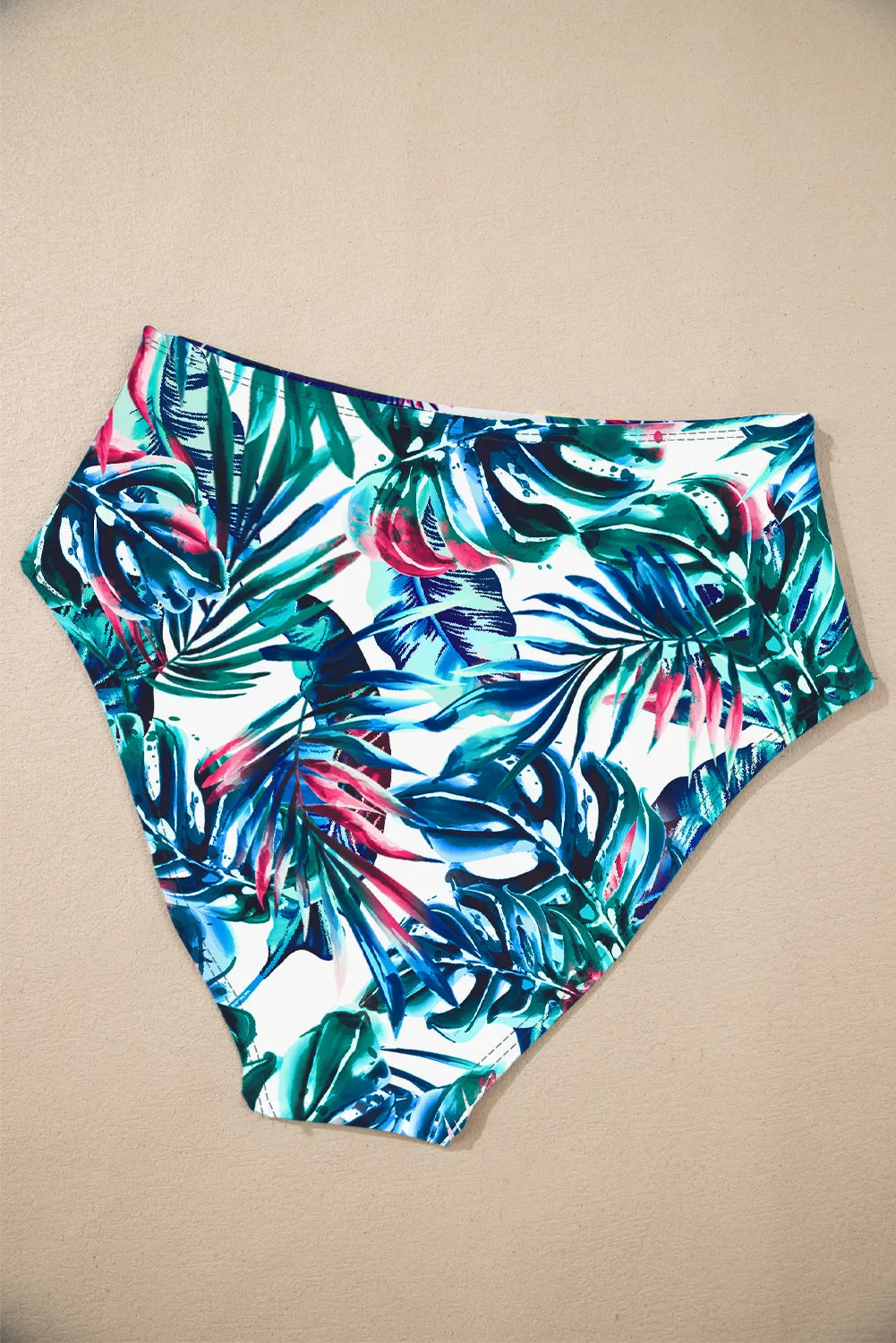 Drawstring Tummy Control Mix-and-match 2pcs Tankini Swimsuit