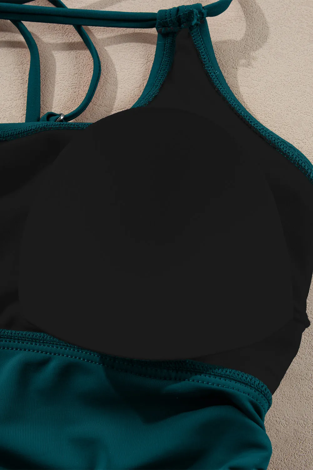 Drawstring Tummy Control Mix-and-match 2pcs Tankini Swimsuit