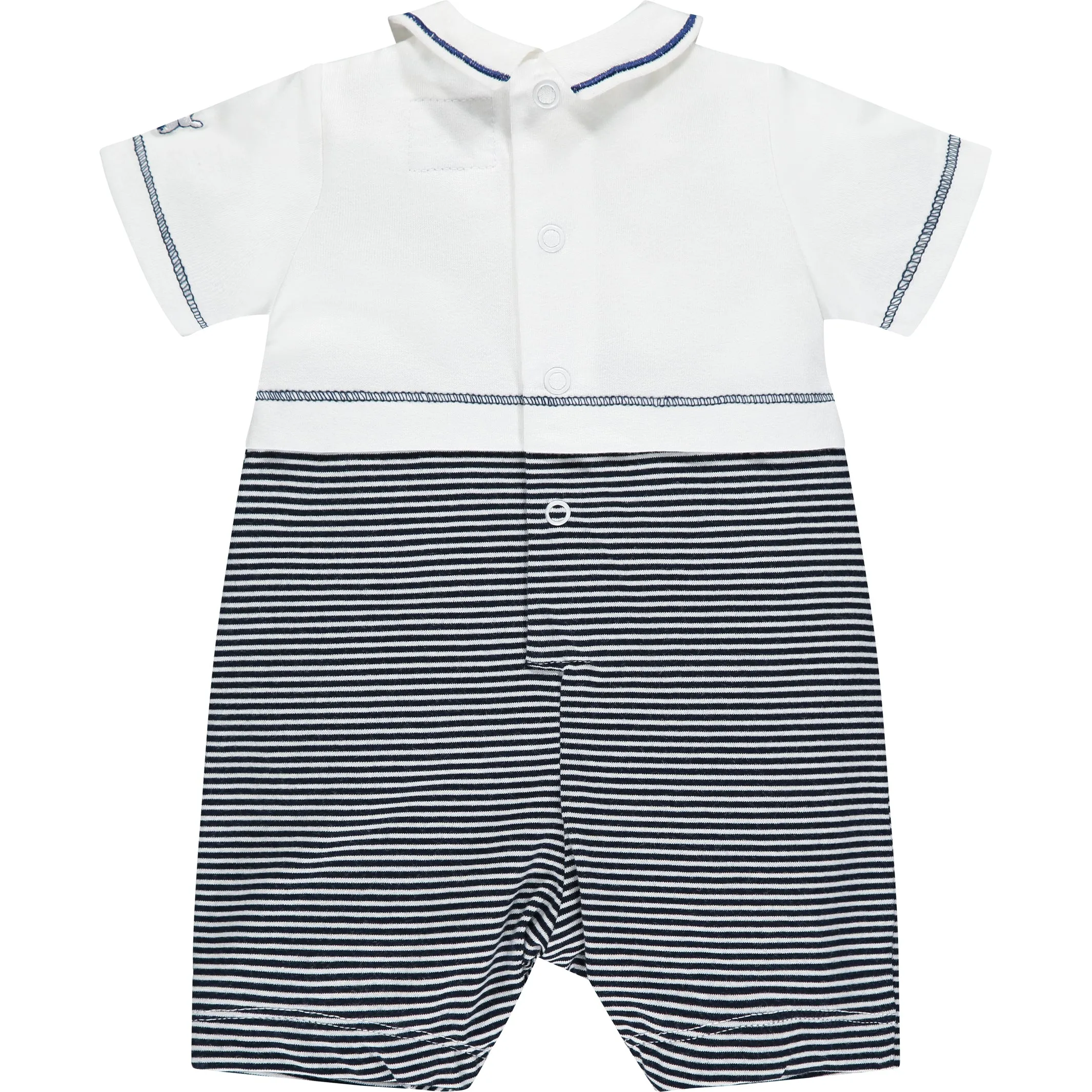 Duke Navy Striped Romper