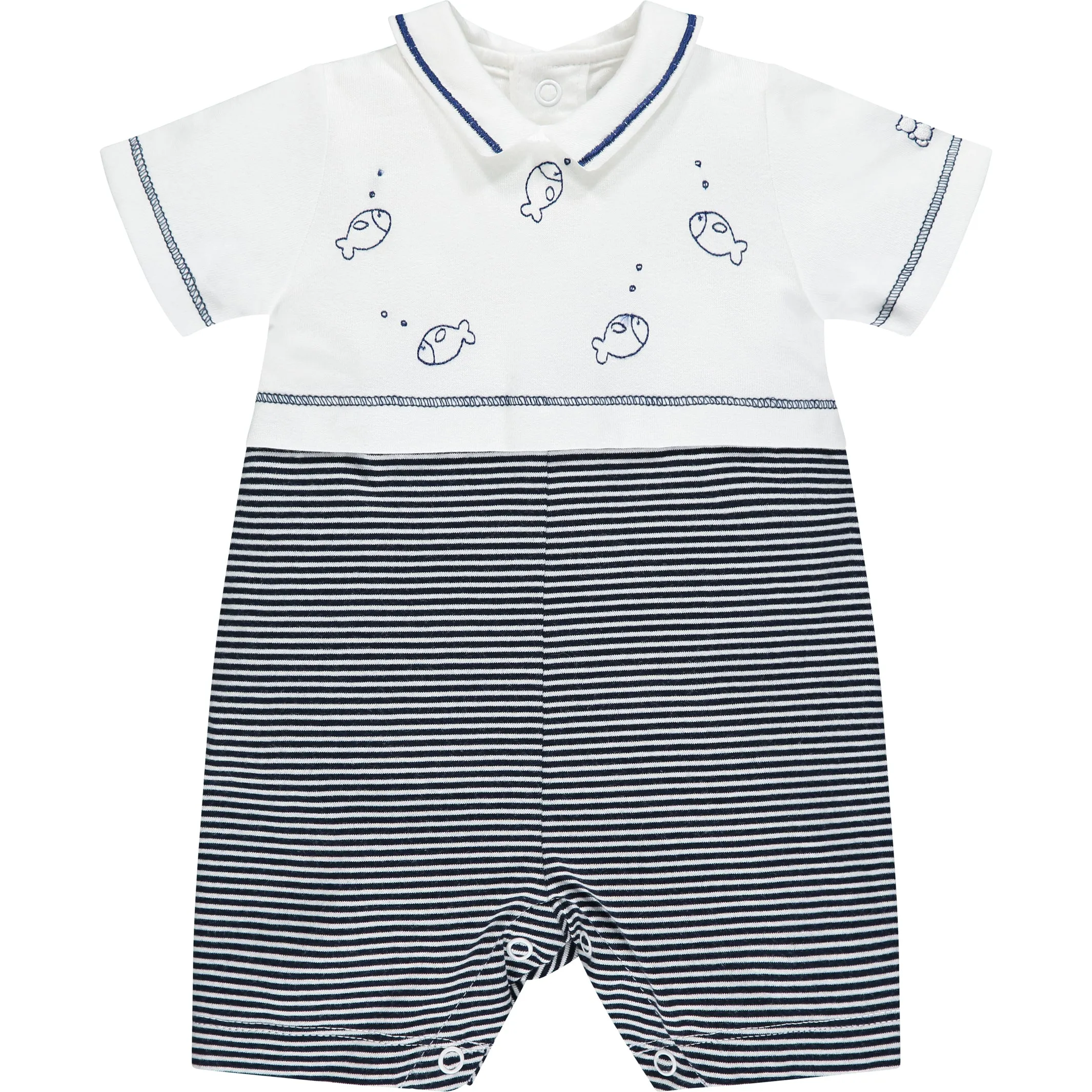 Duke Navy Striped Romper