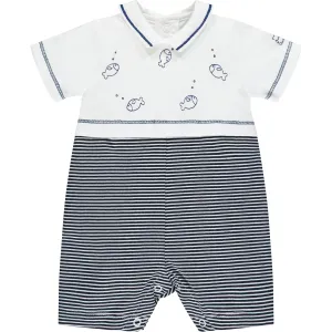 Duke Navy Striped Romper