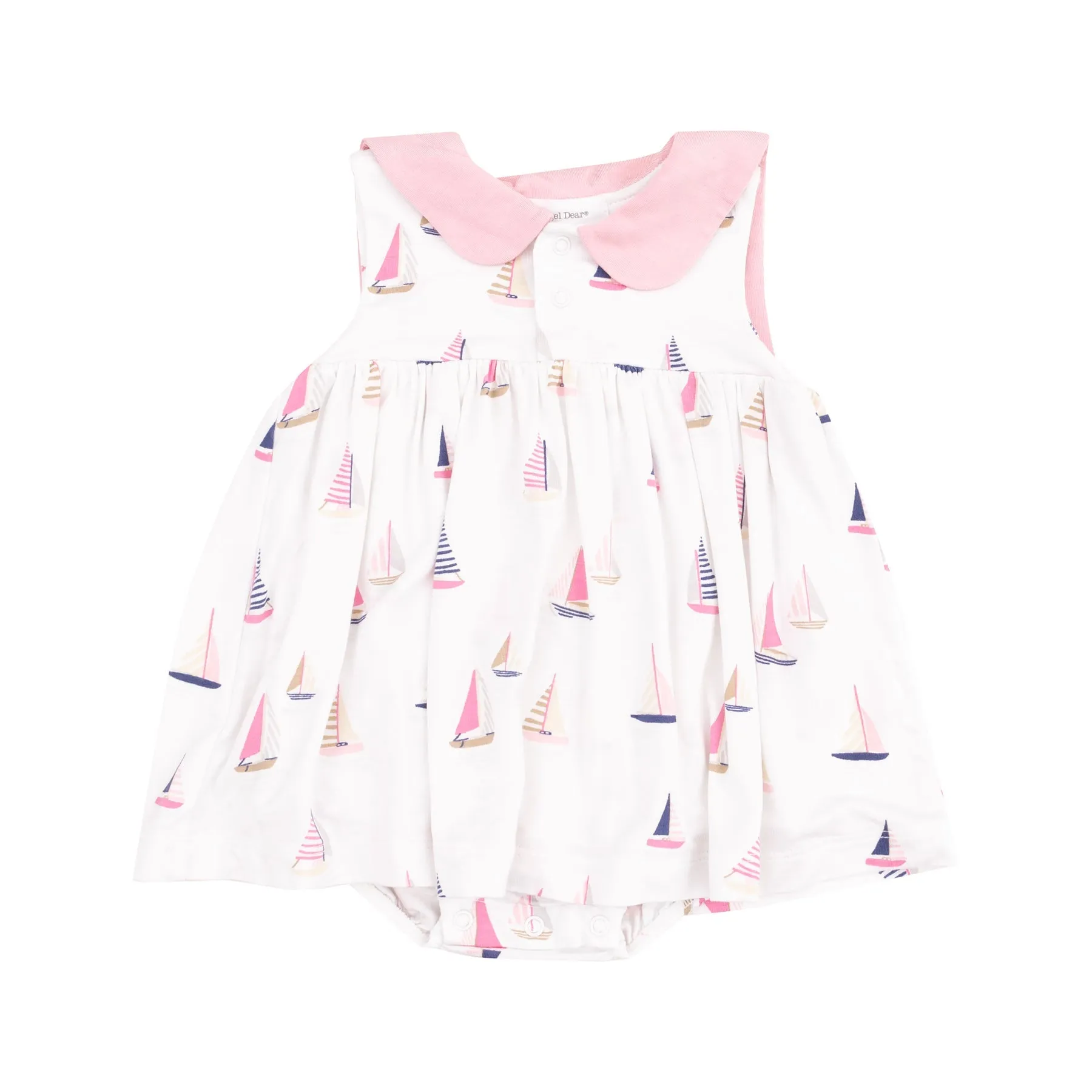 Embroidered Bodysuit Dress | Pink Sailboats
