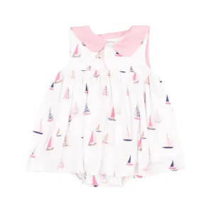 Embroidered Bodysuit Dress | Pink Sailboats