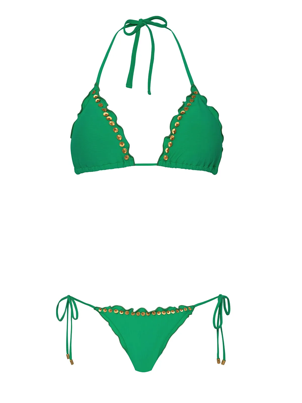 Embroidered Lettuce Edge Tri-Embroidered Lettuce Edge Tie Bikini