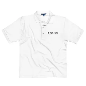 Embroidered White Flight Crew Men's Premium Polo