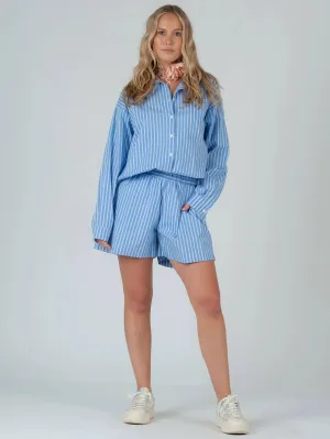 Evie Striped Pull-On Shorts {Cloud}