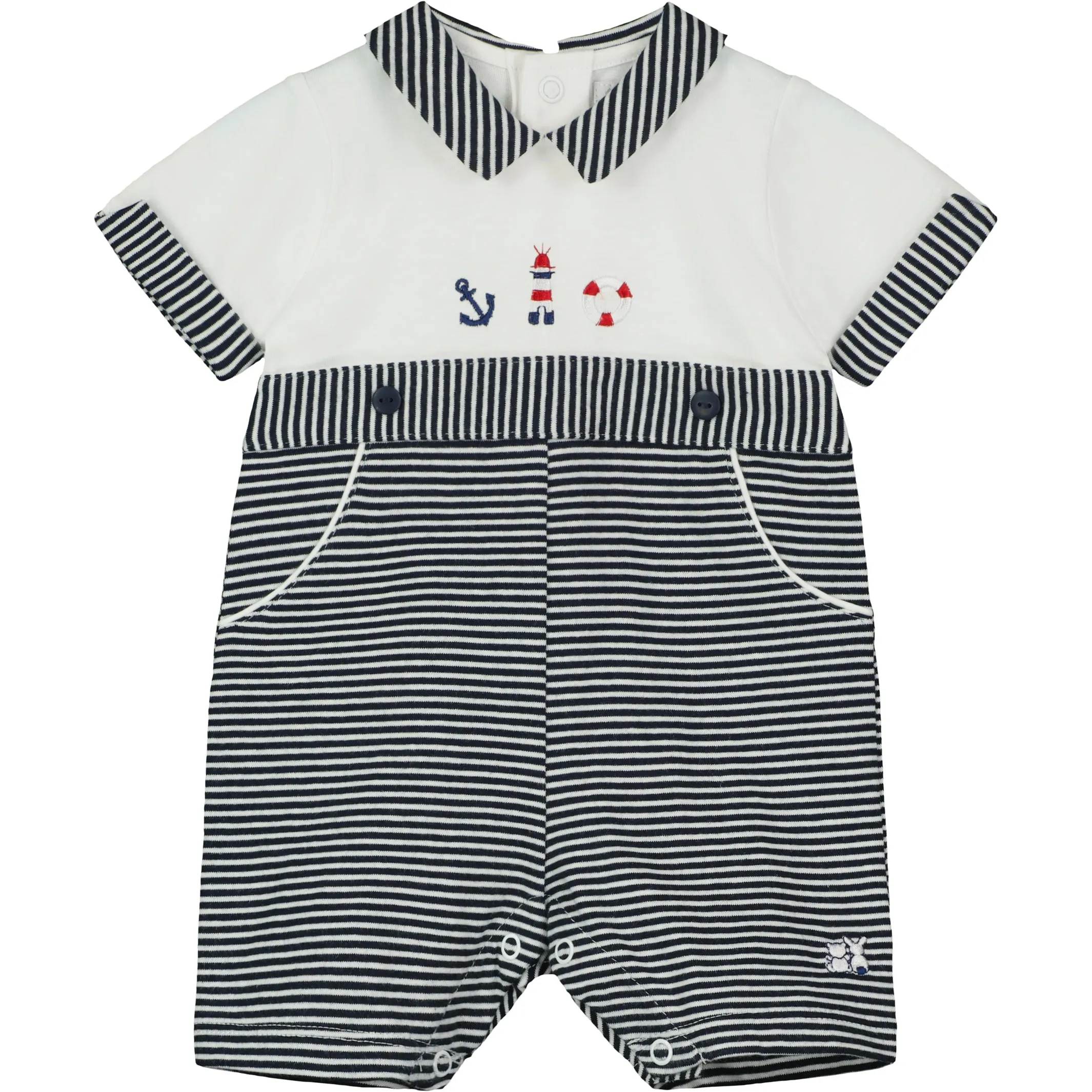 Finch Navy Nautical Boys Romper