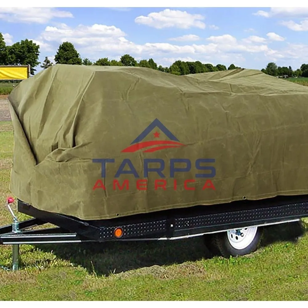 Fire Retardant Water & Mildew Resistant Olive Drab Canvas Tarp by GuardMax®