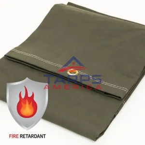 Fire Retardant Water & Mildew Resistant Olive Drab Canvas Tarp by GuardMax®