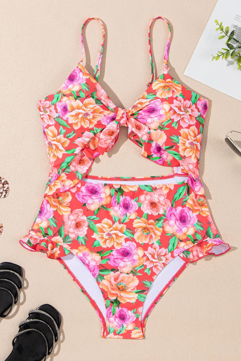 Floral Cutout One-Piece Swimsuit