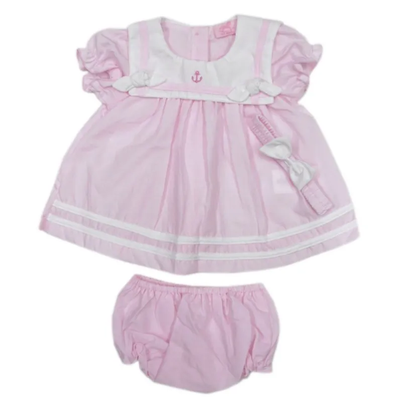Girls Sailor Dress Knickers and Bow (0-9 Months)-T20227A