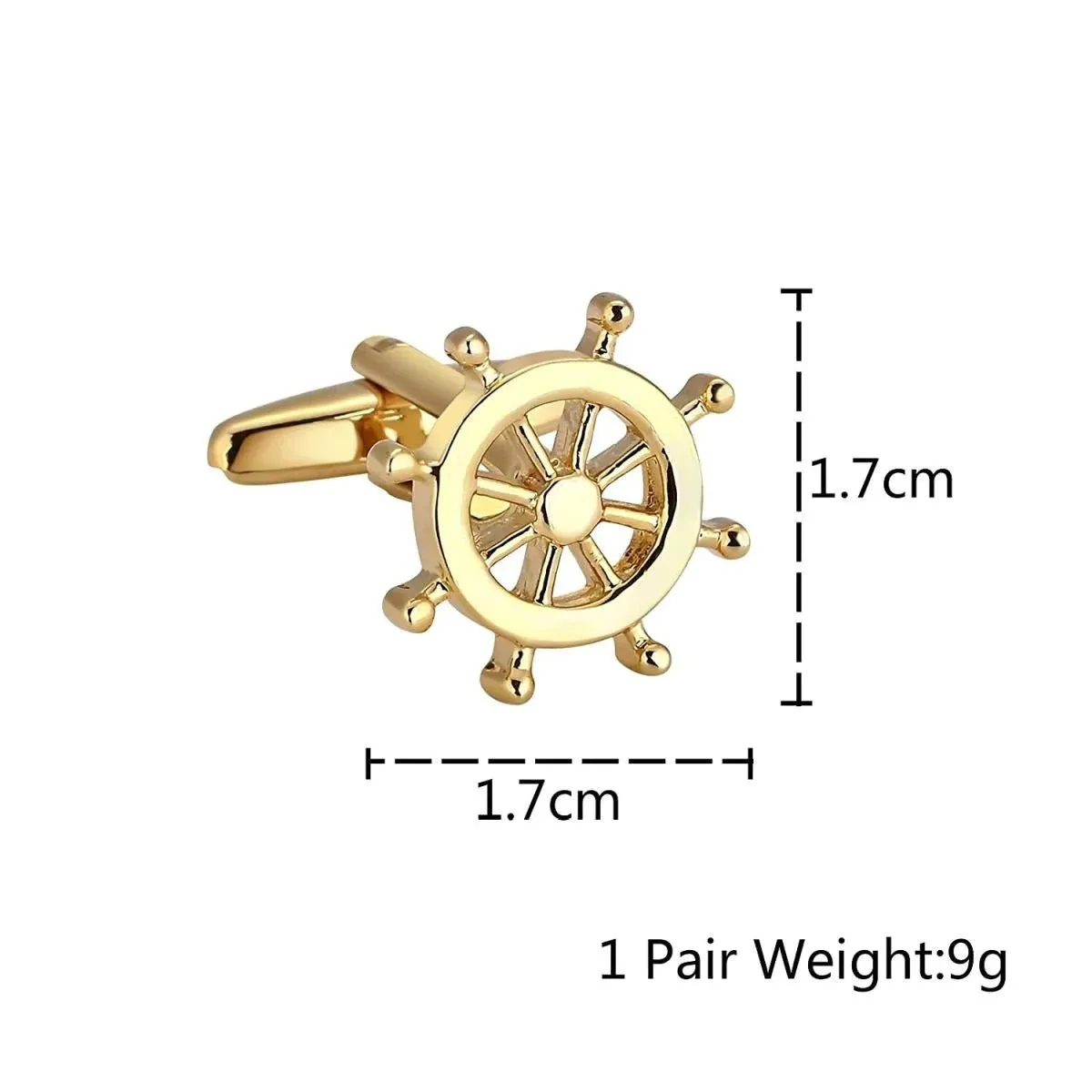 Glamorous Gold Rudder Anchor Sailor Cufflinks in Presentation Gift Box