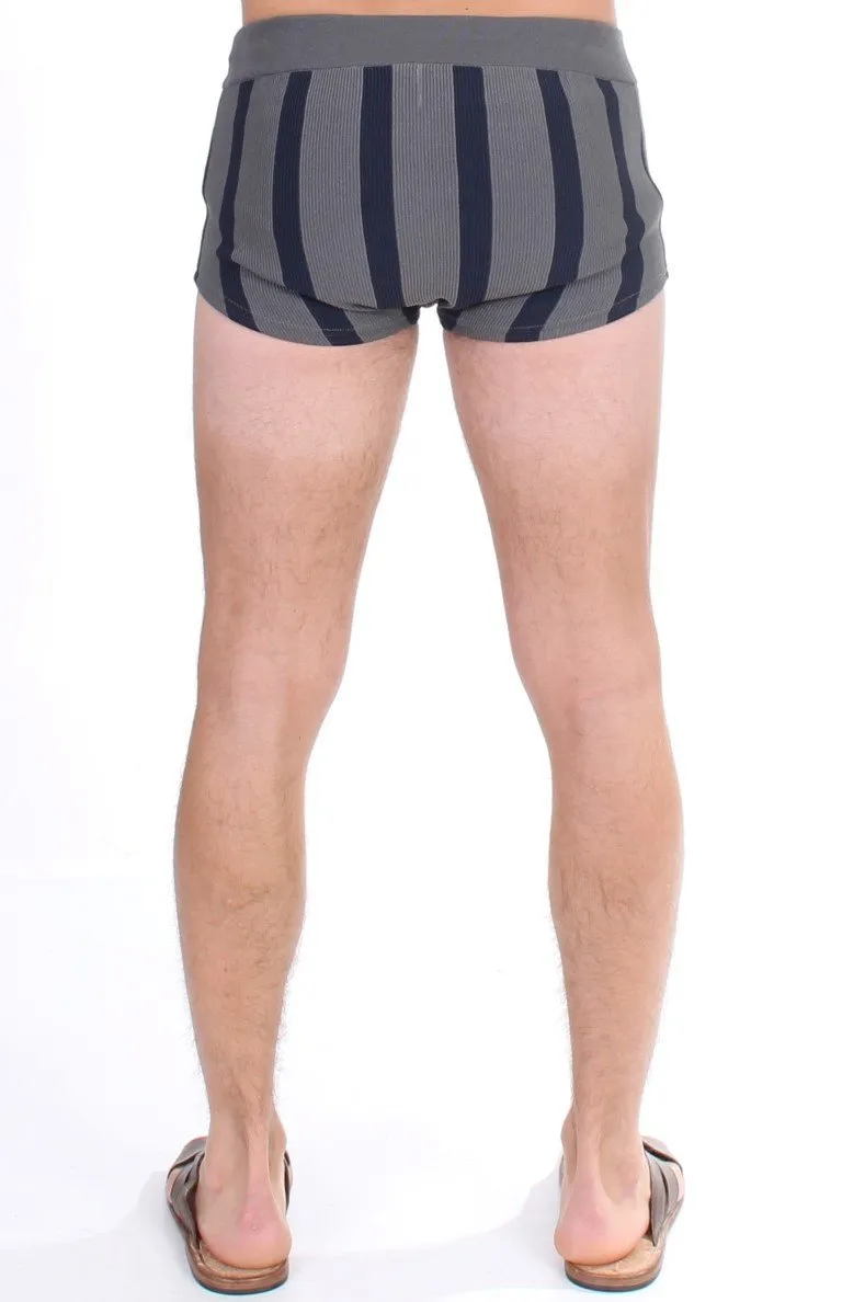 Gray Cotten Blend Logo Casual Short Shorts