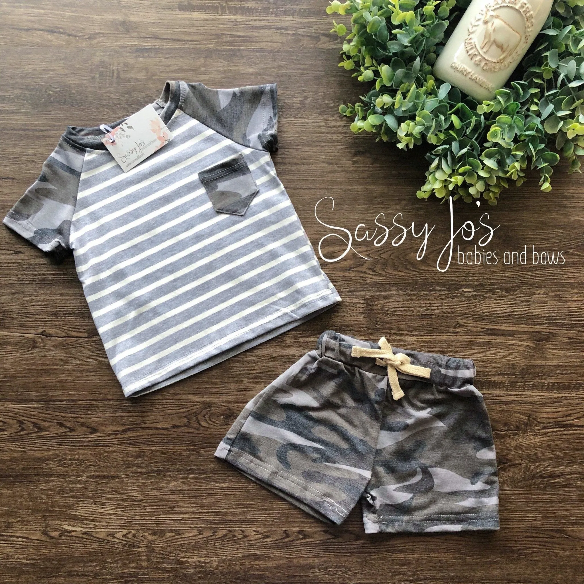 Grey Camo T-Shirt/Shorts Set