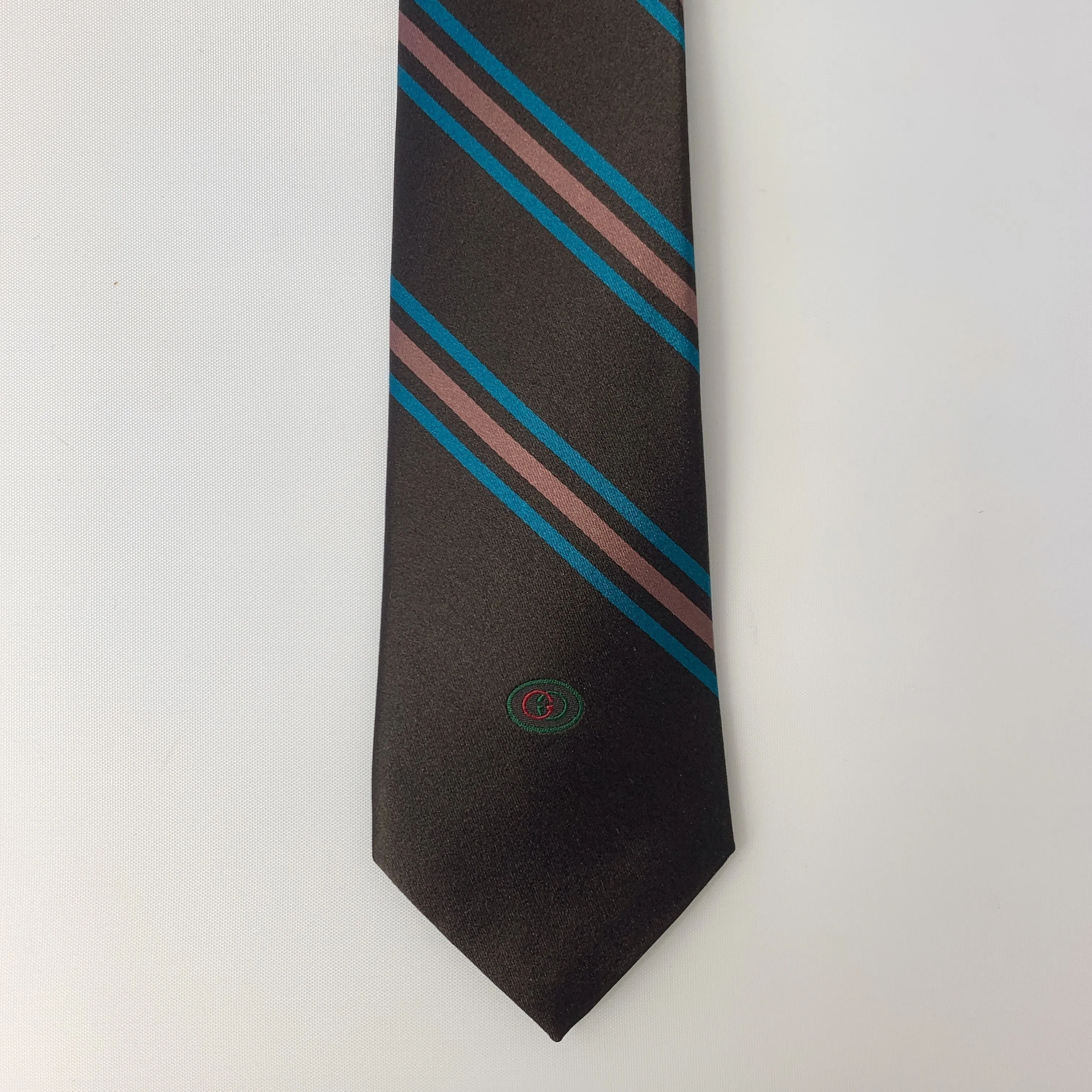 Gucci Gimental Striped Silk Tie in Brown