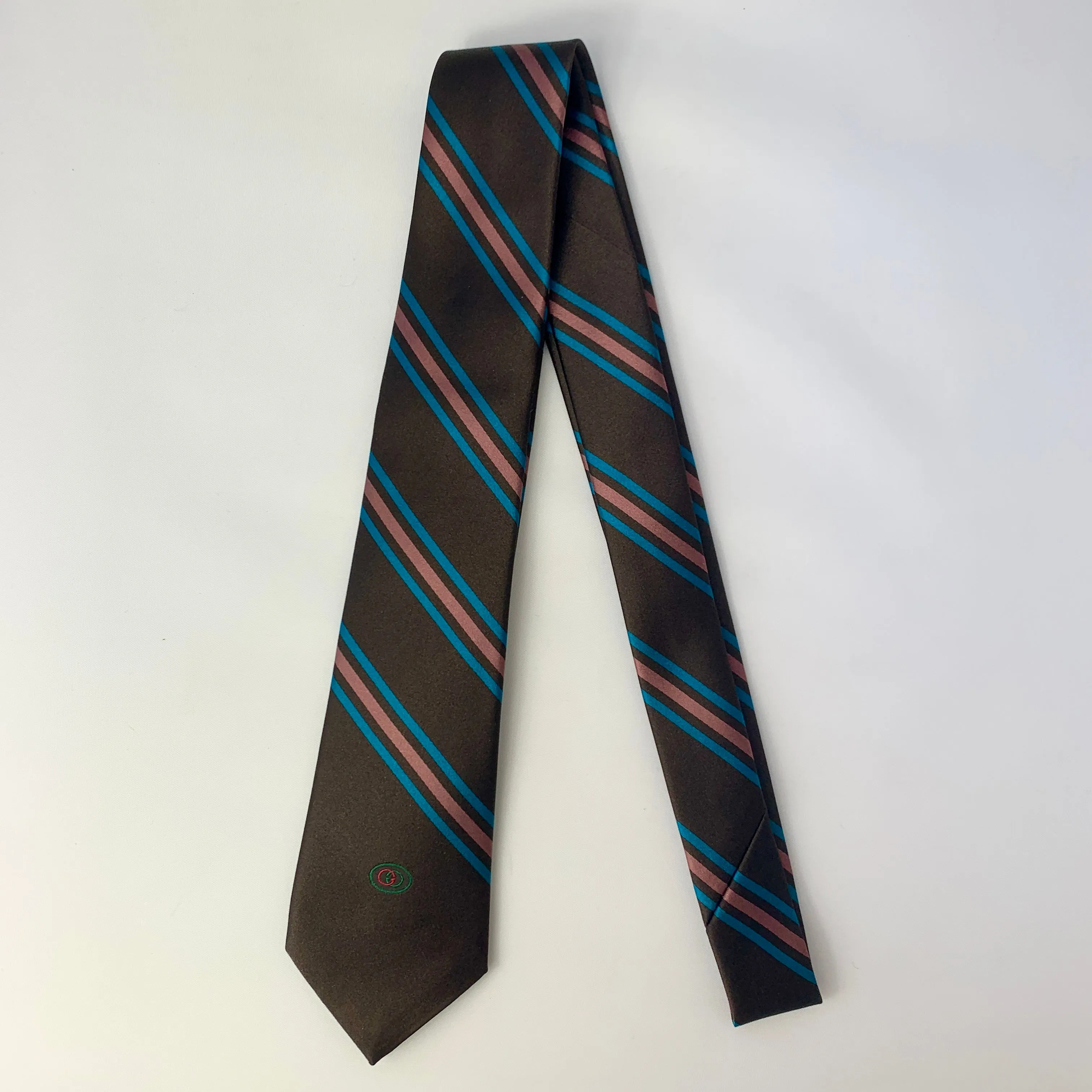 Gucci Gimental Striped Silk Tie in Brown