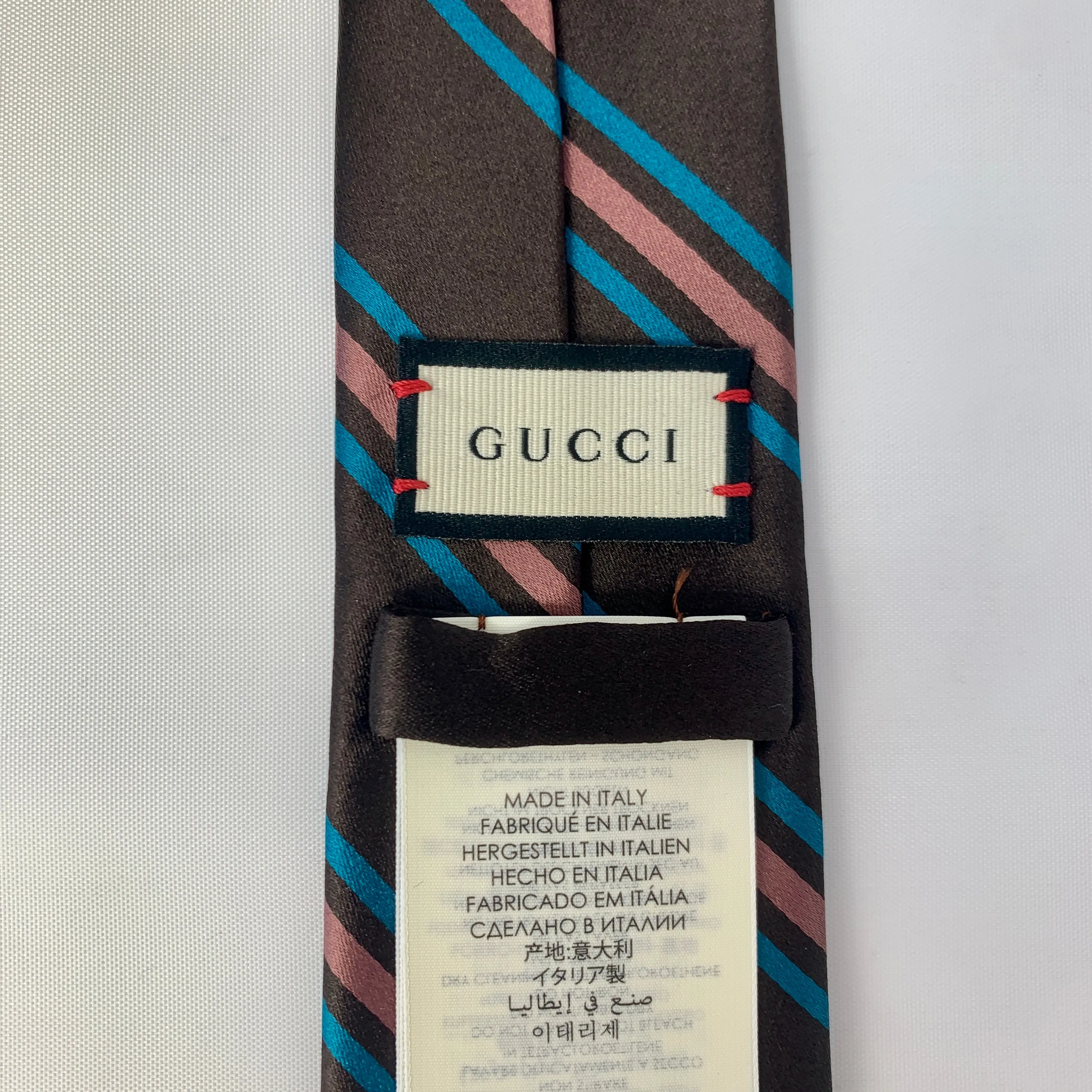 Gucci Gimental Striped Silk Tie in Brown
