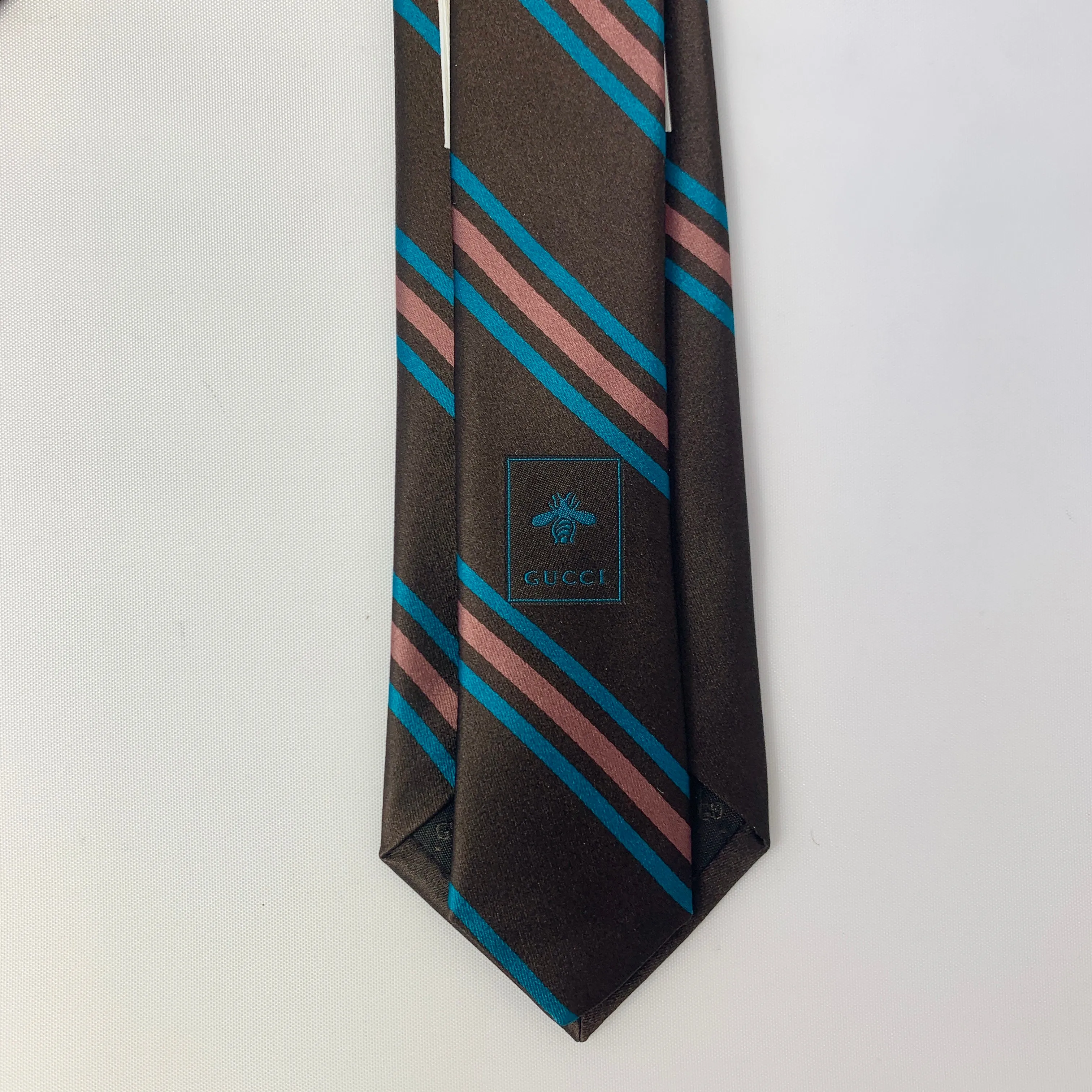 Gucci Gimental Striped Silk Tie in Brown