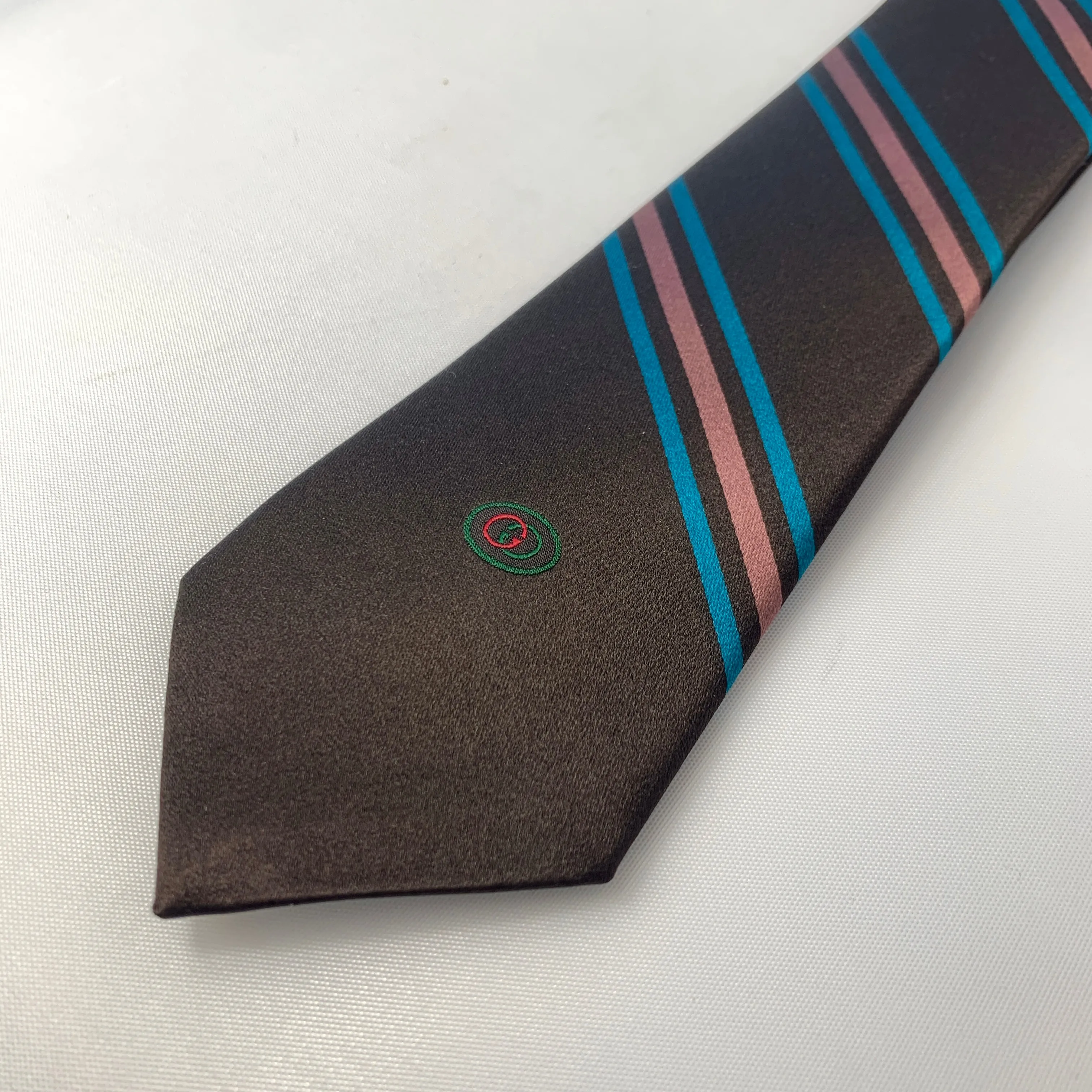 Gucci Gimental Striped Silk Tie in Brown