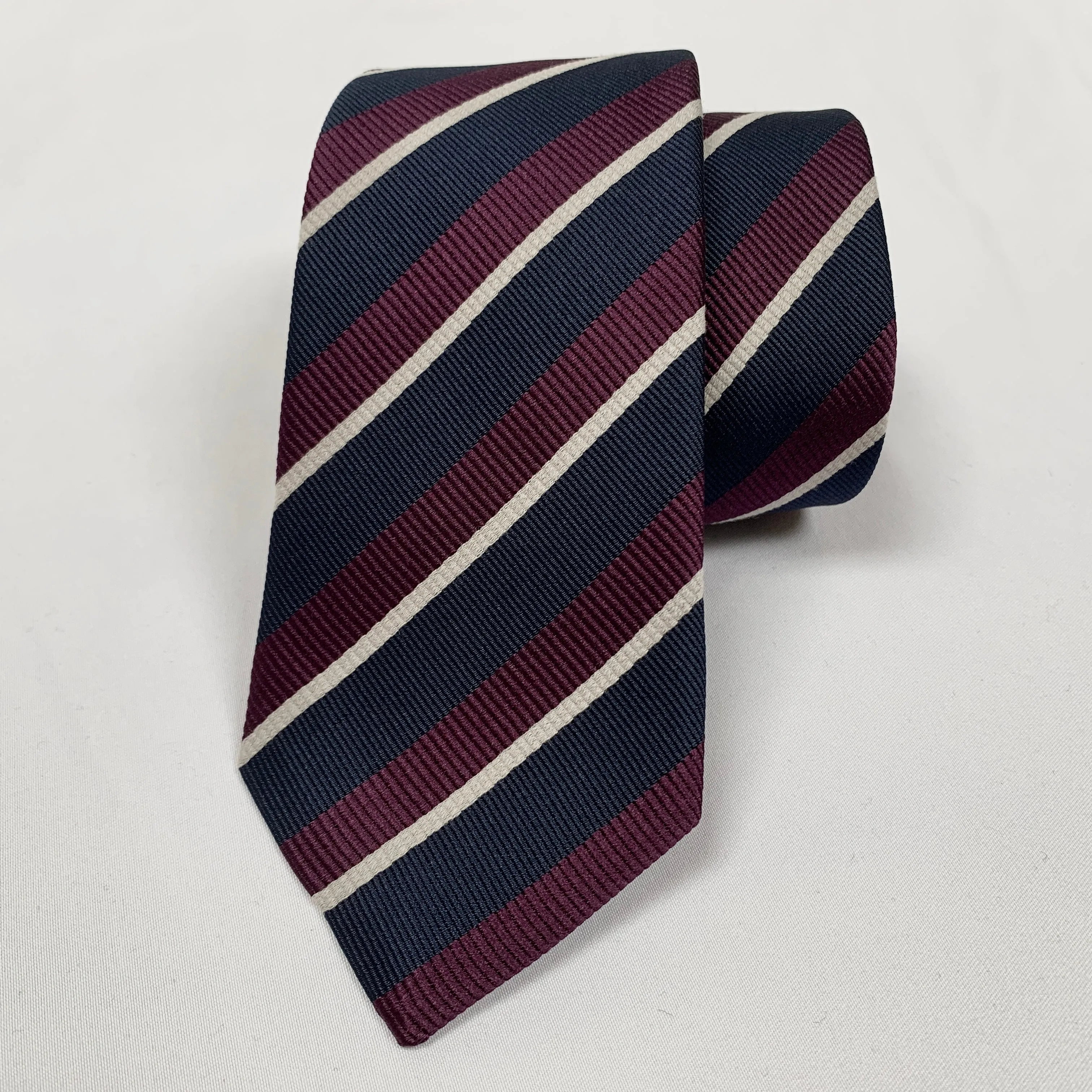 Gucci Striped Pimentone Neck Tie in Midnight Blue and Purple