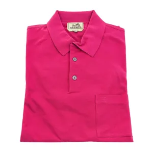 Hermes Rose Indian Men's Polo Short Sleeve Hot Pink Cotton Large Spring!