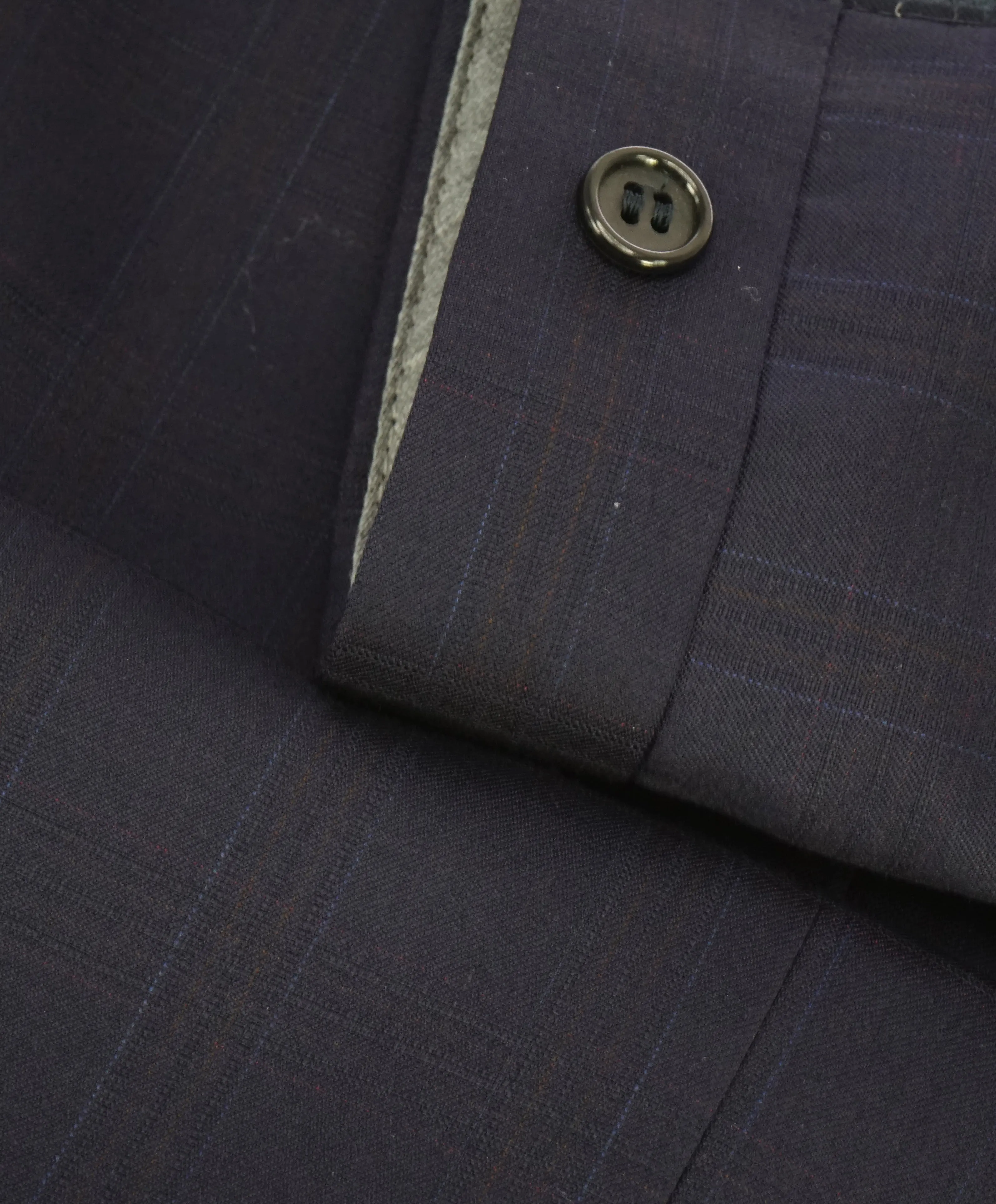 HICKEY FREEMAN - Navy Multi Colored Plaid Wool Flat Front Dress Pants - 42W