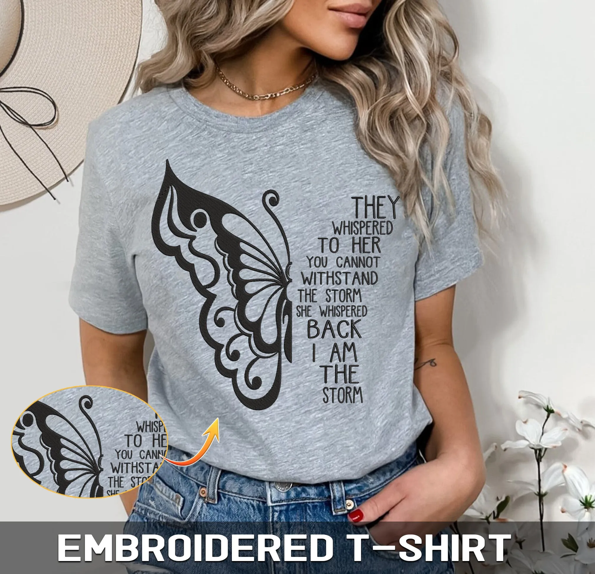 I Am The Storm Embroidered Sweatshirt   Hoodie T-shirt
