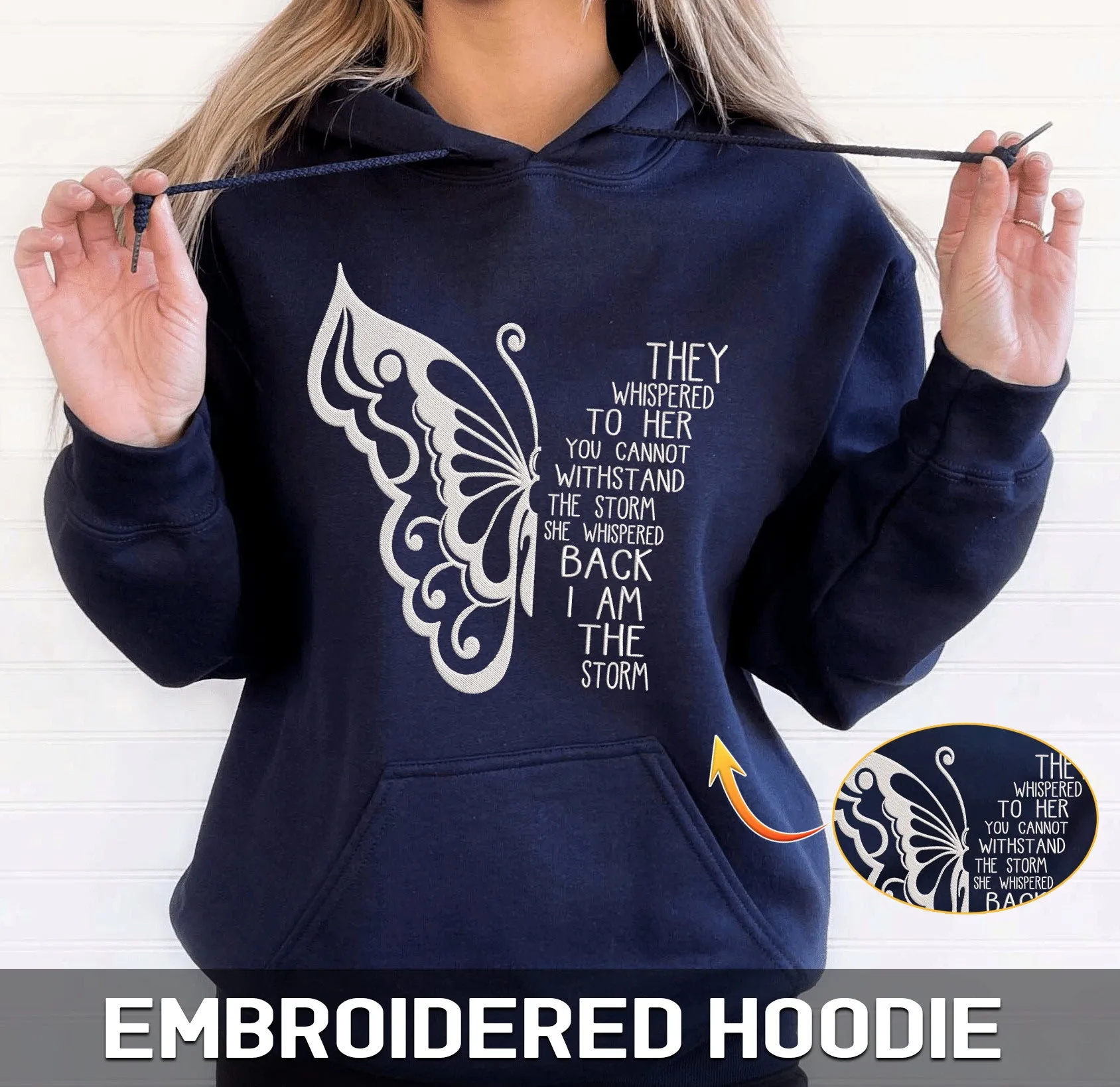 I Am The Storm Embroidered Sweatshirt   Hoodie T-shirt