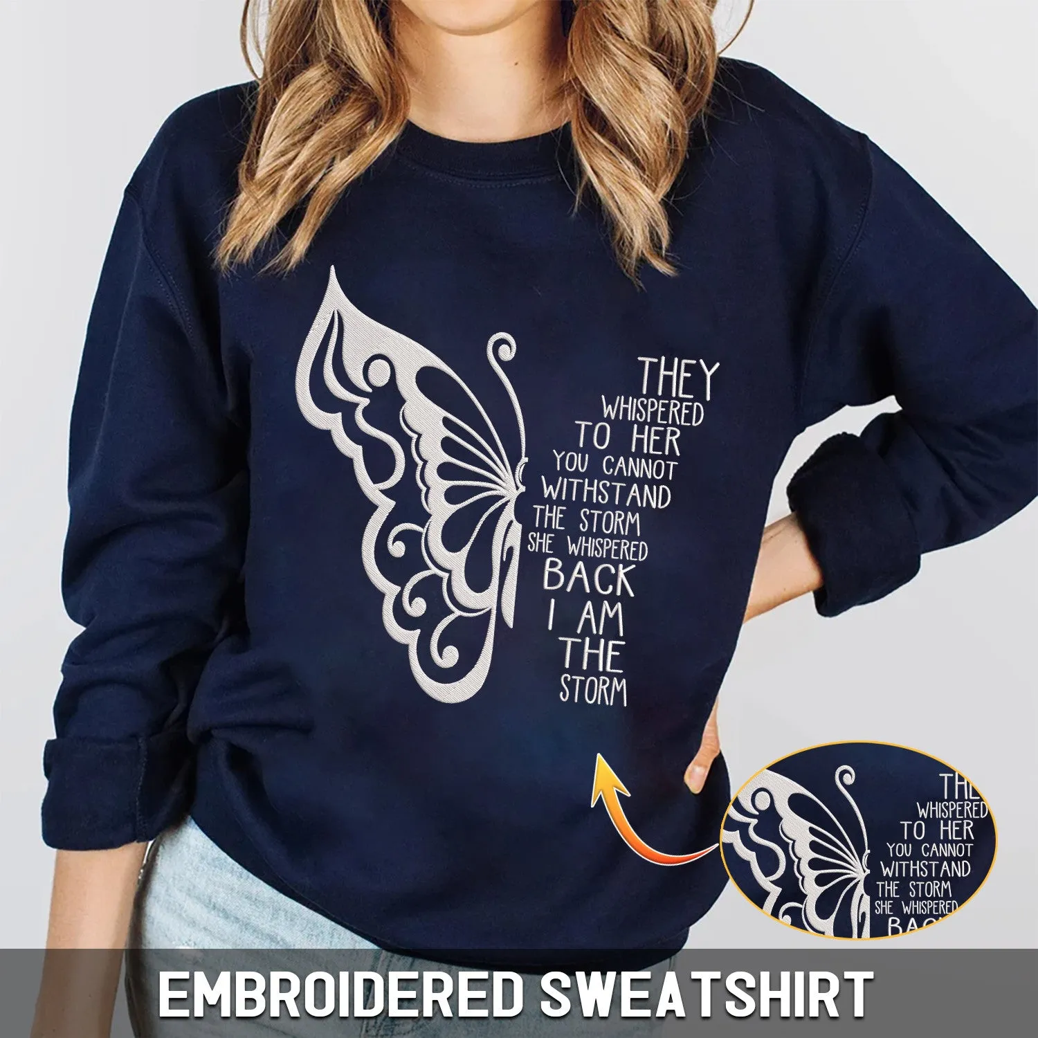 I Am The Storm Embroidered Sweatshirt   Hoodie T-shirt