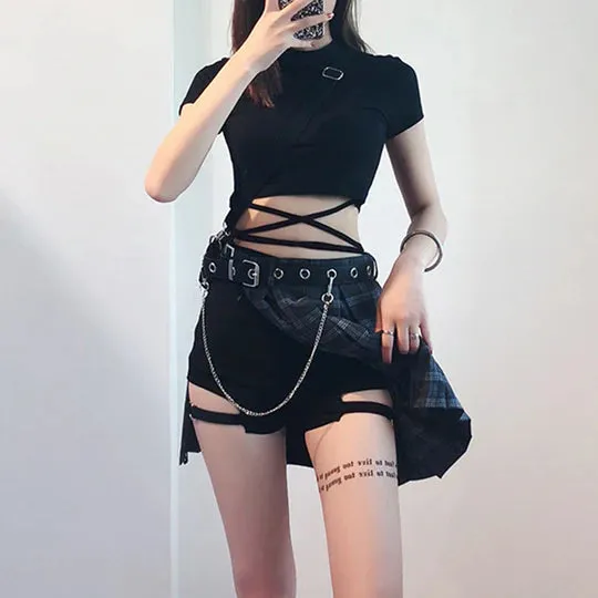Irregular Plaid Skirt Shorts  UB96032