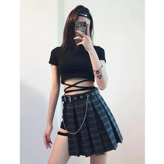 Irregular Plaid Skirt Shorts  UB96032