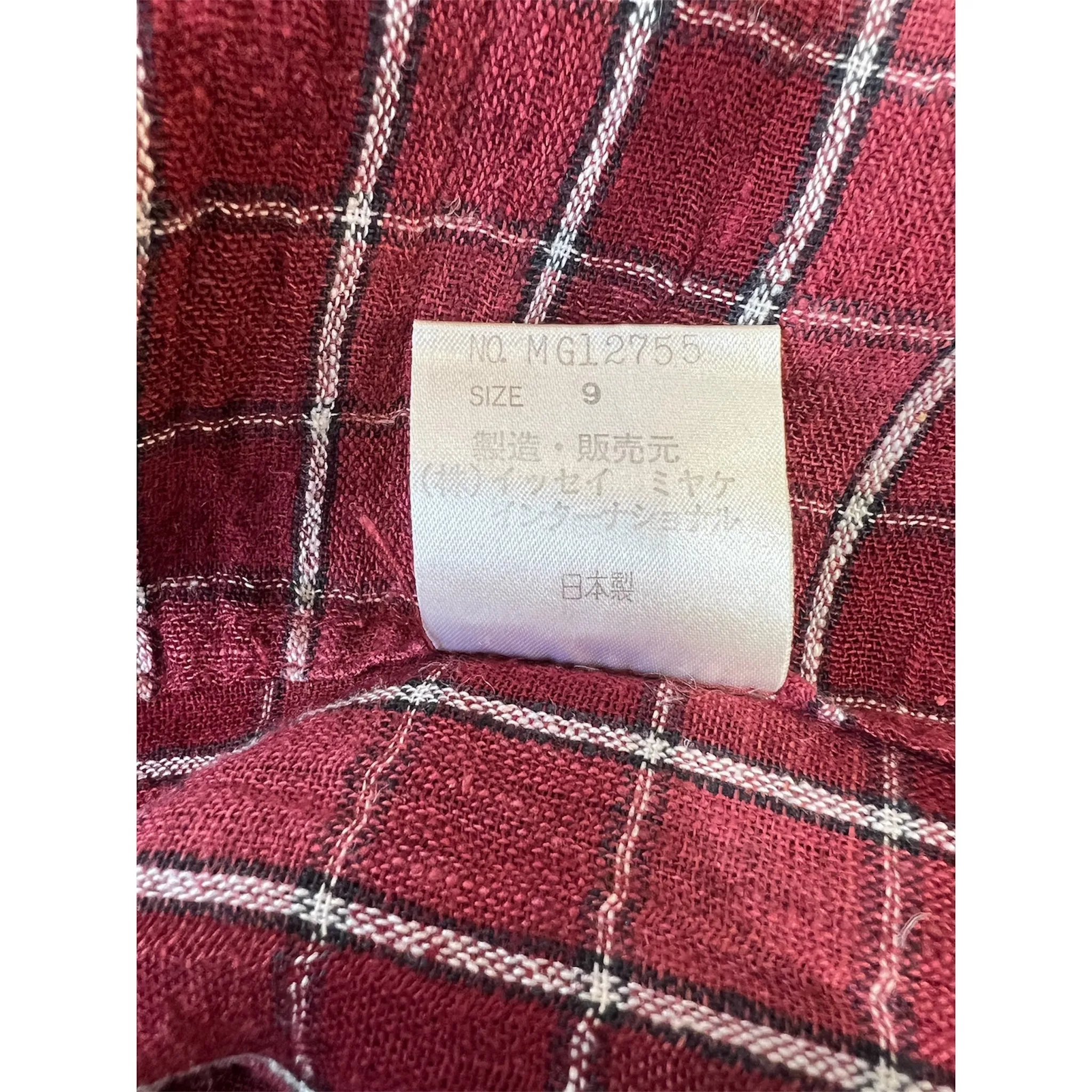 Issey Miyake Rare 1980's Brick Red Grid Plaid Skirt Ensemble