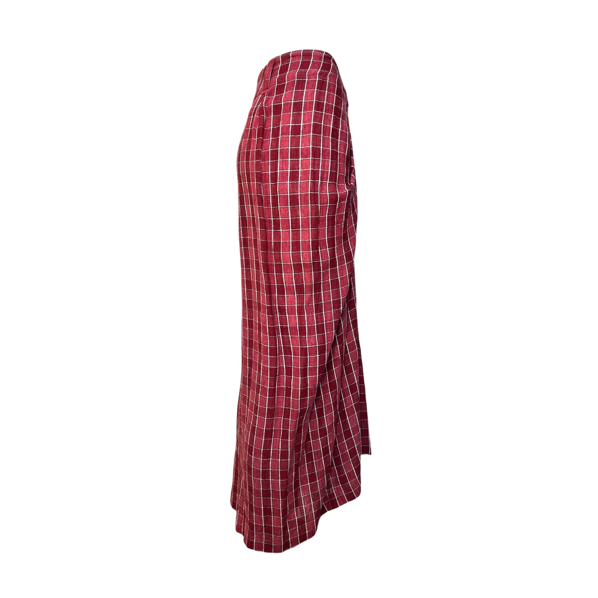 Issey Miyake Rare 1980's Brick Red Grid Plaid Skirt Ensemble