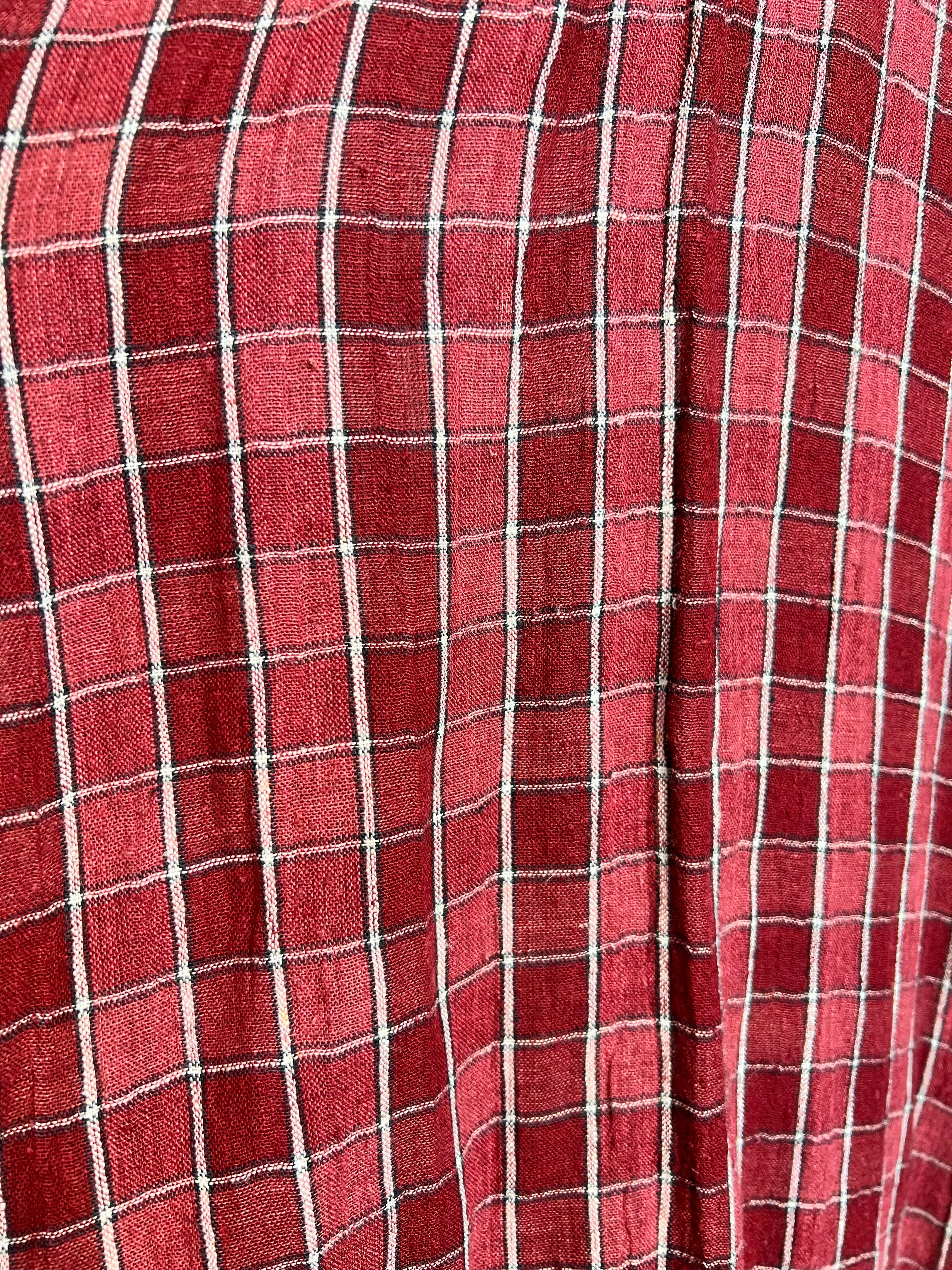 Issey Miyake Rare 1980's Brick Red Grid Plaid Skirt Ensemble