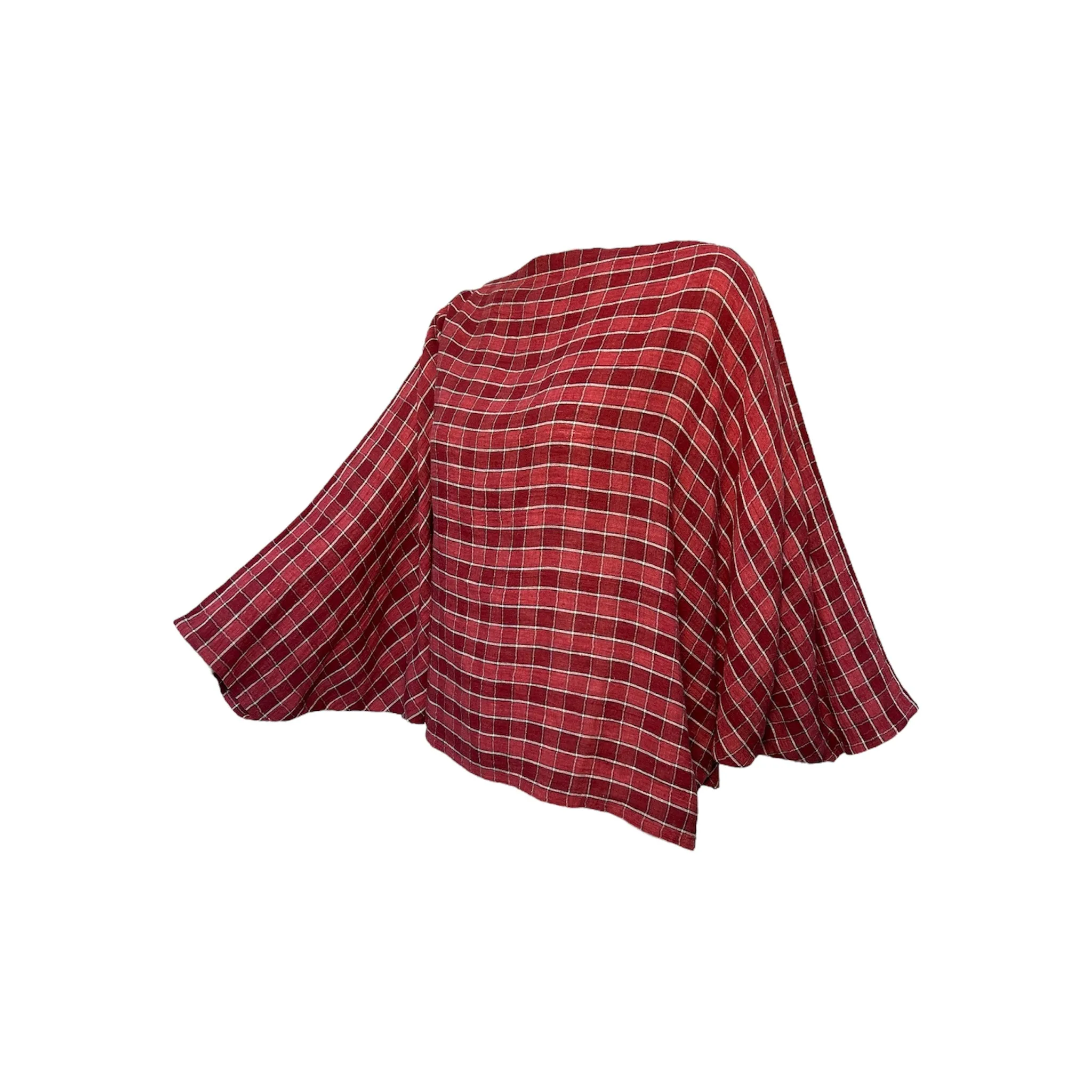 Issey Miyake Rare 1980's Brick Red Grid Plaid Skirt Ensemble