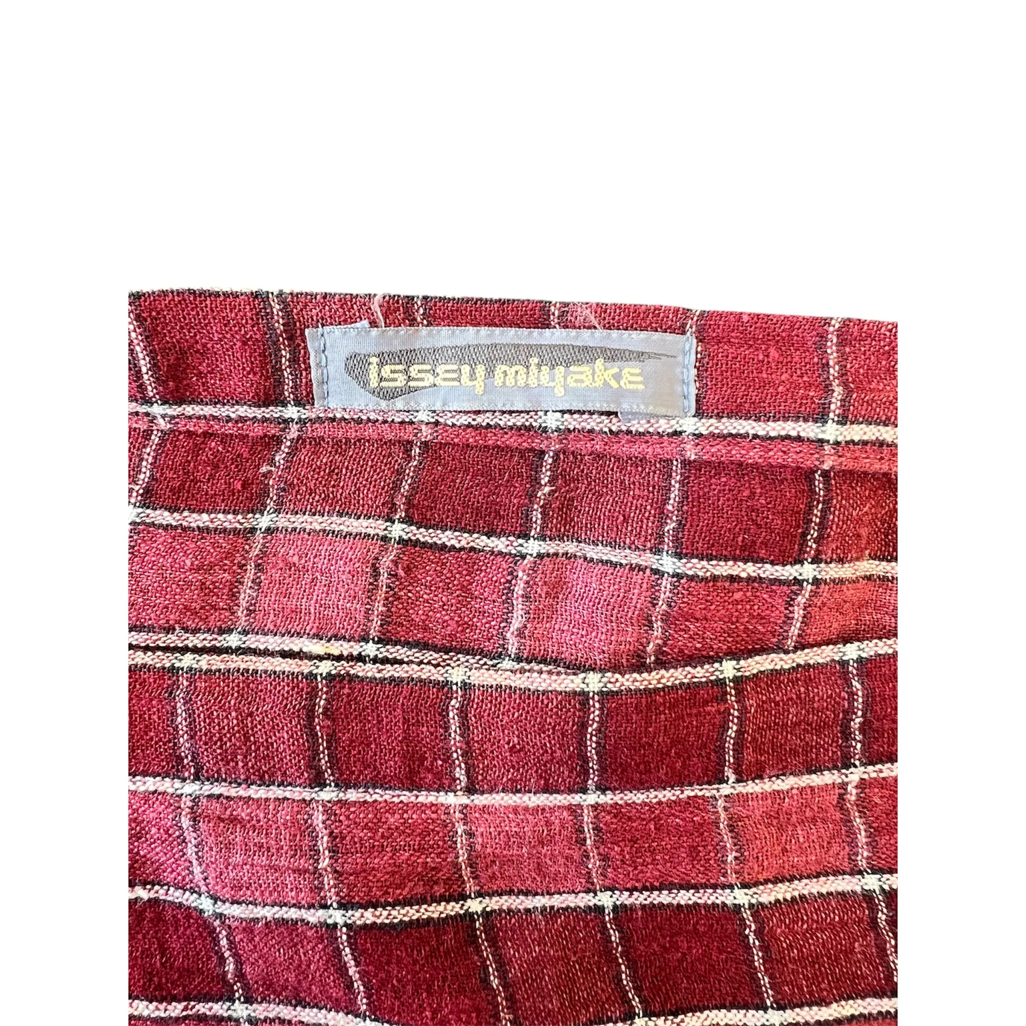 Issey Miyake Rare 1980's Brick Red Grid Plaid Skirt Ensemble