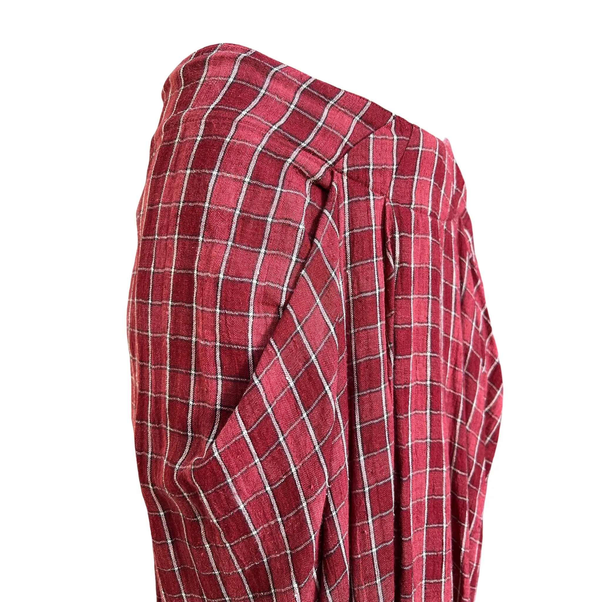 Issey Miyake Rare 1980's Brick Red Grid Plaid Skirt Ensemble