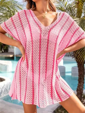 Knitted Striped Bikini Cover Up