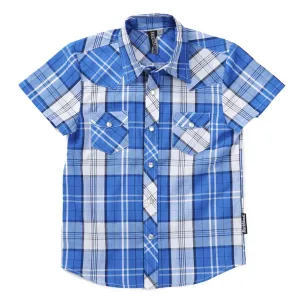 Knuckleheads Blue & White Plaid Rockabilly Shirt