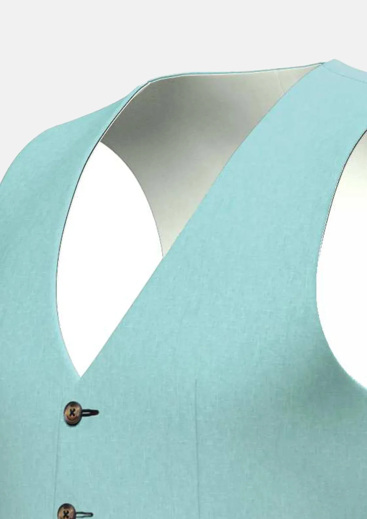 Light Teal Linen Blend Vest