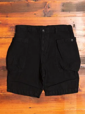 Linen Work Shorts in Black