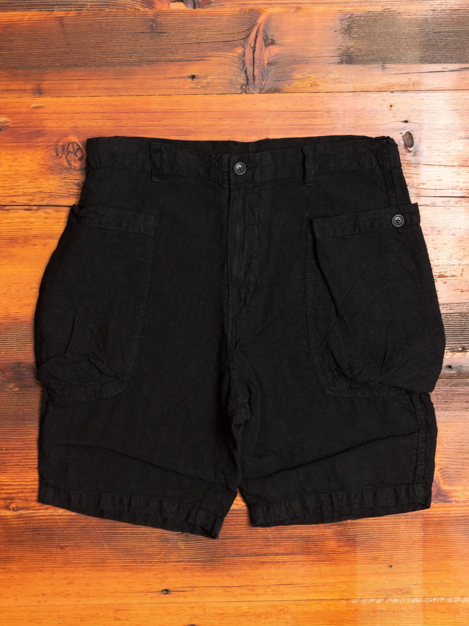 Linen Work Shorts in Black