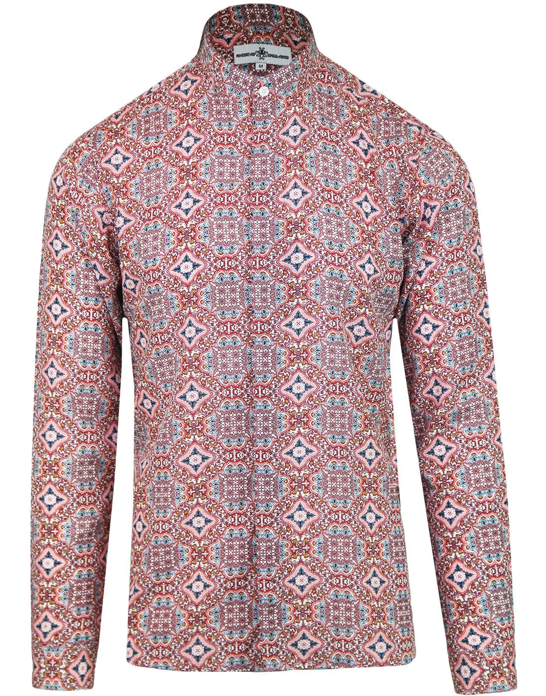 Lotus Floral Grandad Collar Viscose Shirt