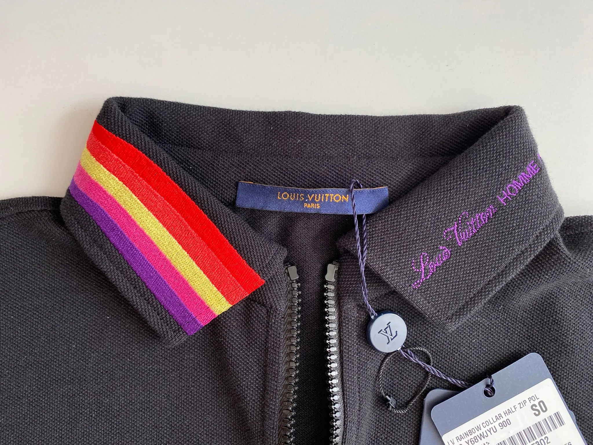 LV Rainbow Collar Half Zip Polo