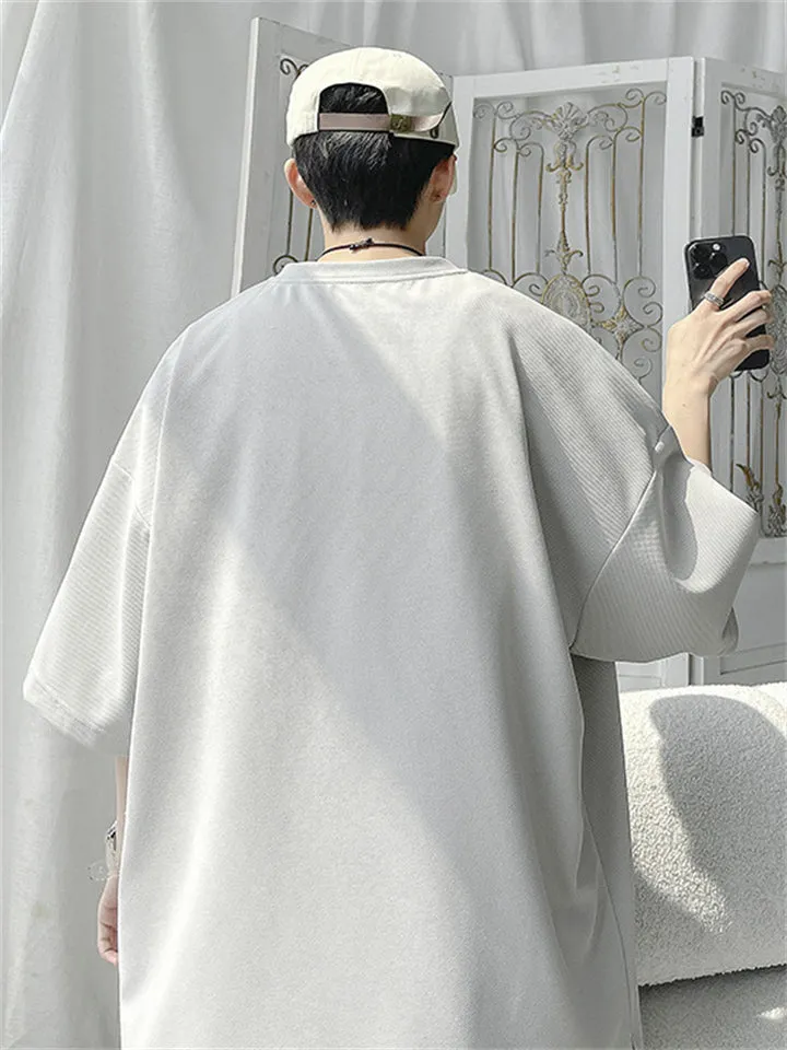 Male Casual Pocket Bamboo Leaves Half Sleeve Shirts