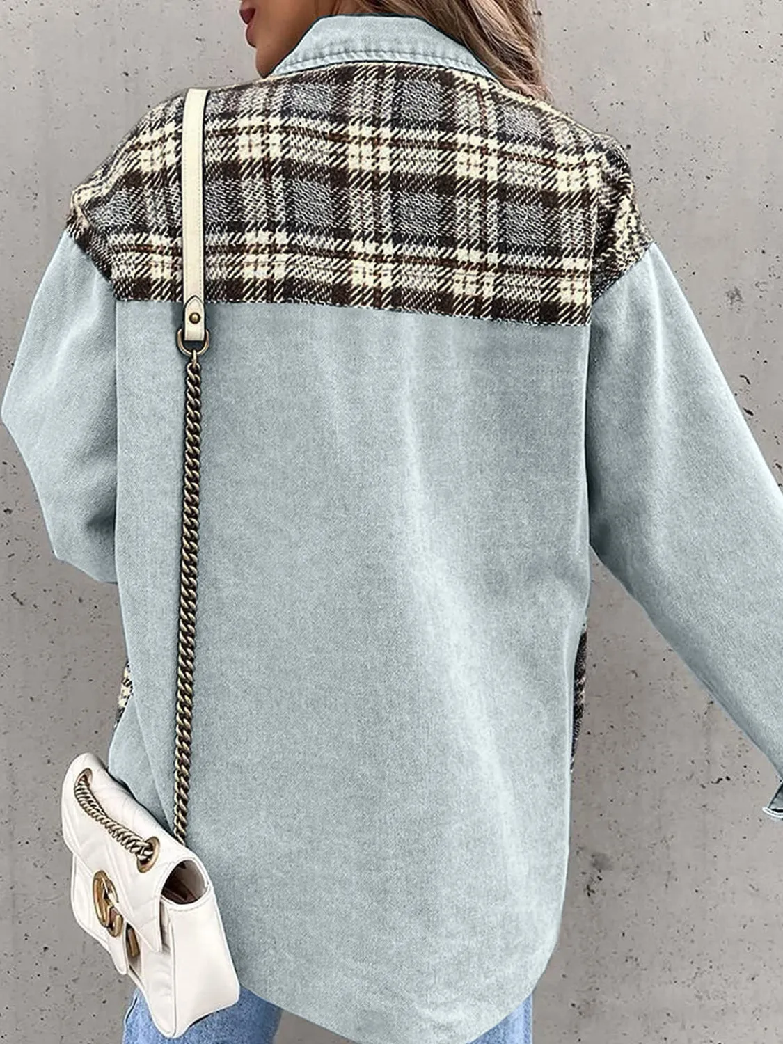 Marissa Plaid Button Up Dropped Shoulder Jacket